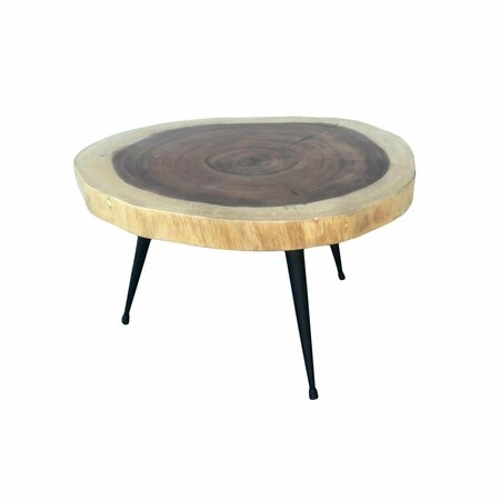 AFD HOME Teak Round Coffee Table with Iron Leg 12016368